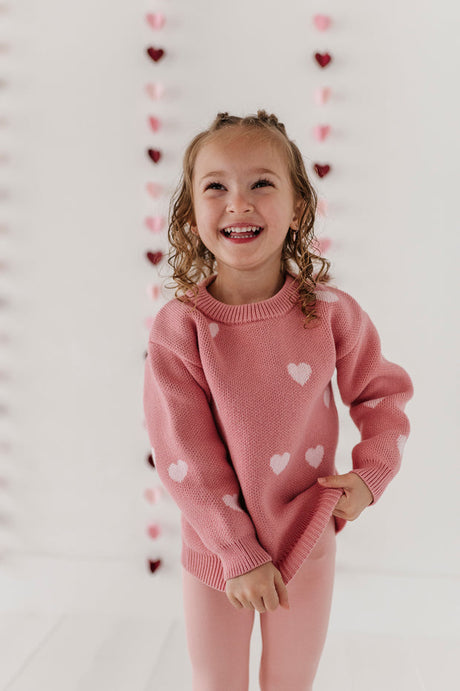 Knit Sweater-  Pink Hearts by Babysprouts