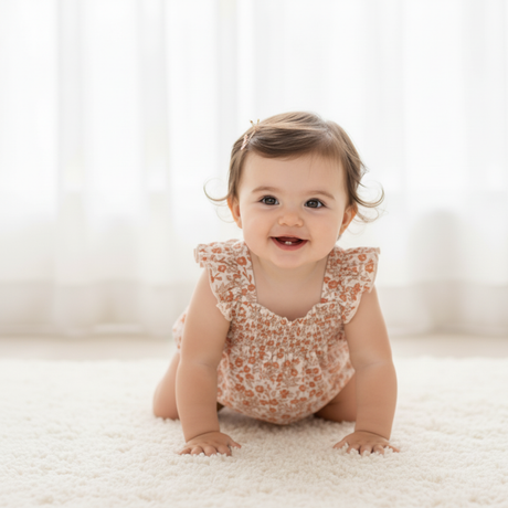 Organic Ruffle Sleeve Bubble Romper - Sienna by Makemake