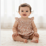 Organic Ruffle Sleeve Bubble Romper - Sienna by Makemake