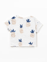Printed Flame Jersey T-Shirt- Blue Pineapple by Play Up