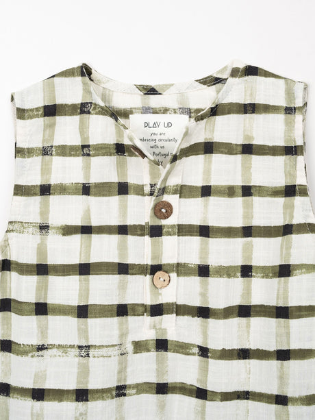 Woven Jumpsuit- Green Checkered by Play Up