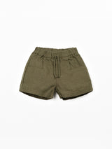 Linen Shorts- Dark Green by Play Up