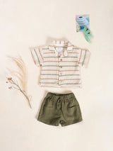 Linen Shorts- Dark Green by Play Up