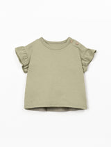Jersey Ruffle Top- Khaki Green by Play Up