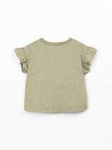 Jersey Ruffle Top- Khaki Green by Play Up