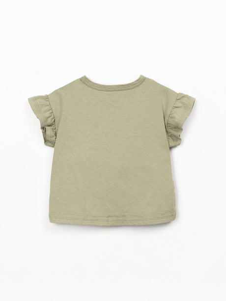 Jersey Ruffle Top- Khaki Green by Play Up