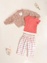 Flame Ribbed T-Shirt in Coral by Play Up