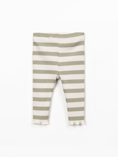 Striped Rib Leggings- Khaki Green by Play Up