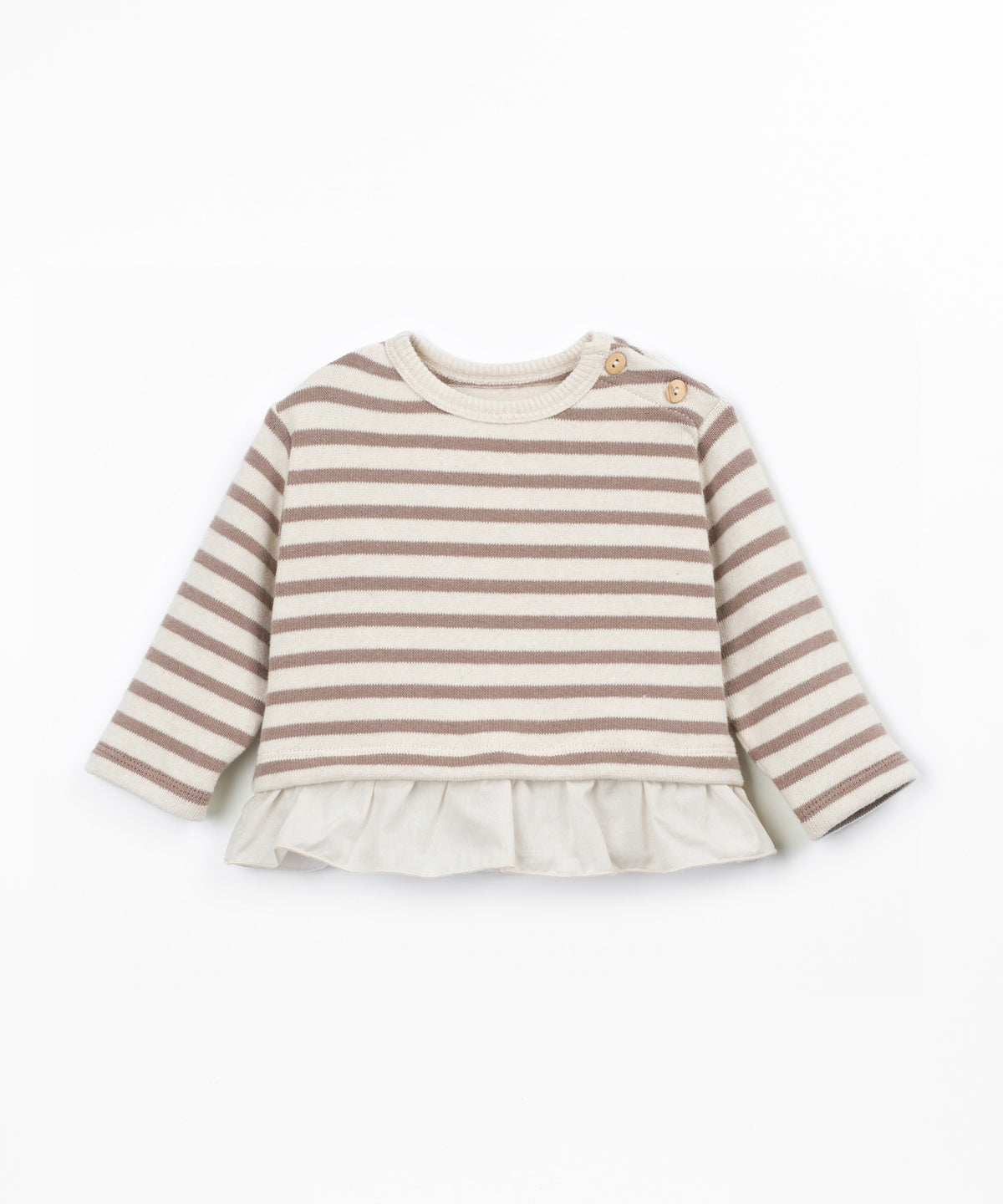 Striped Jersey Ruffle Sweater- Drawing by Play Up