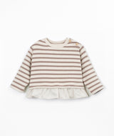 Striped Jersey Ruffle Sweater- Drawing by Play Up