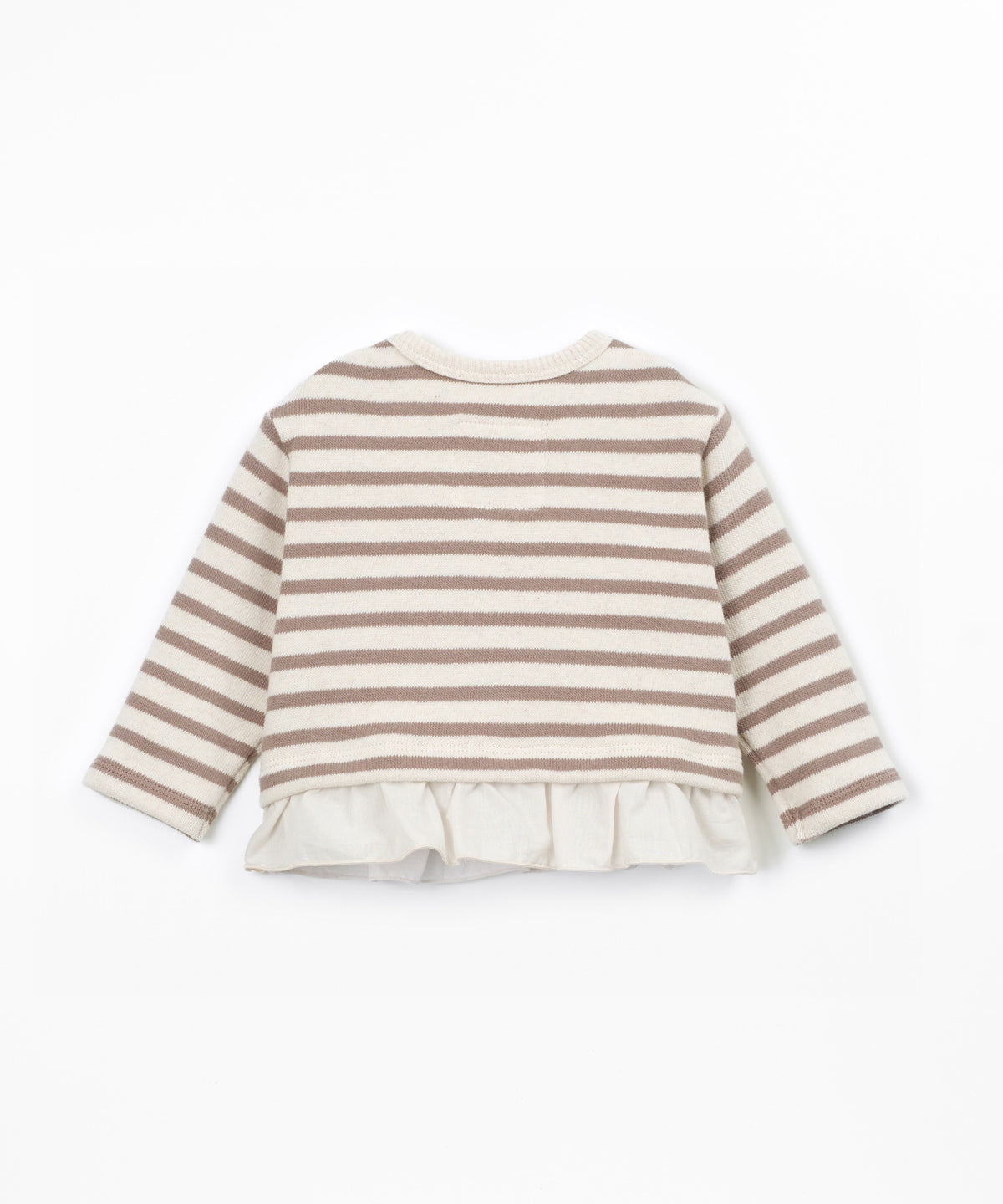 Striped Jersey Ruffle Sweater- Drawing by Play Up
