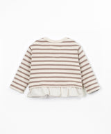 Striped Jersey Ruffle Sweater- Drawing by Play Up