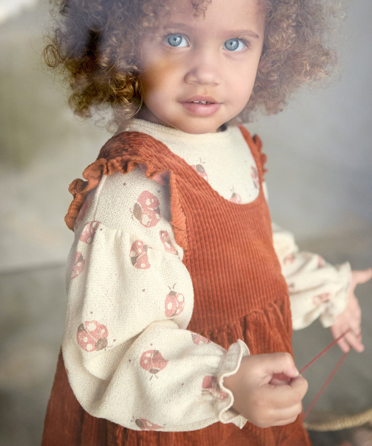 Printed Jersey Sweater- Ivory Ladybugs by Play Up