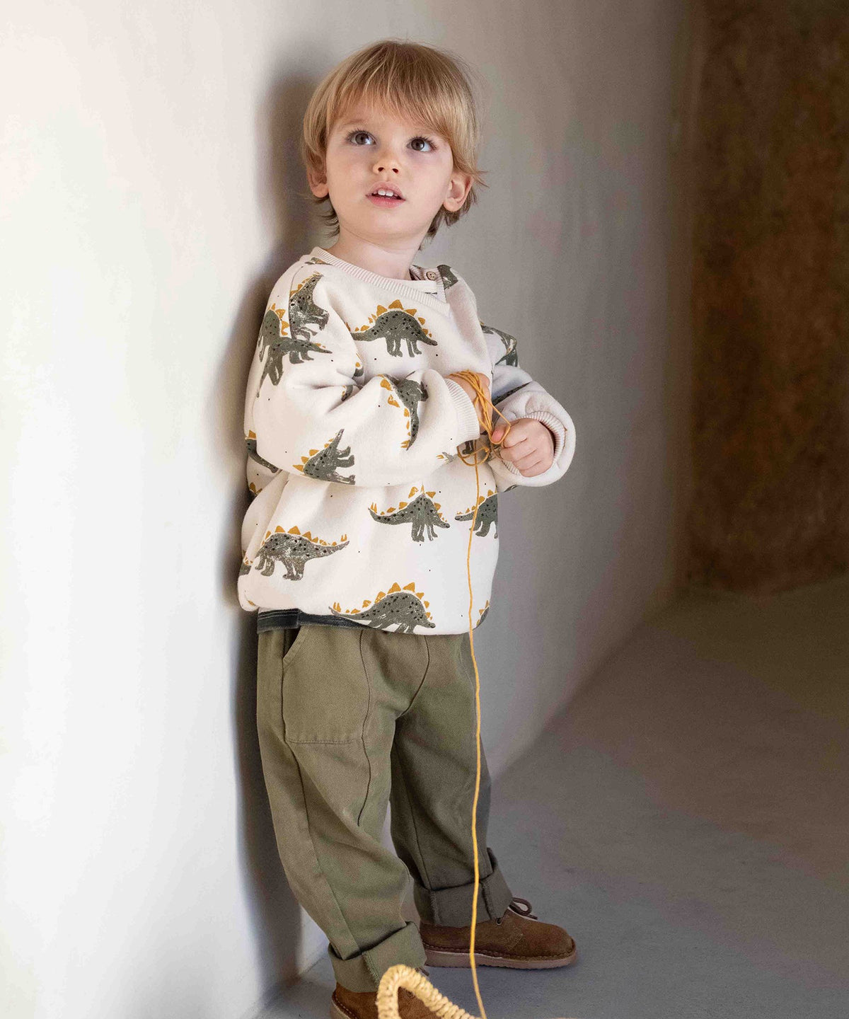 Printed Fleece Sweater- Dino by Play Up