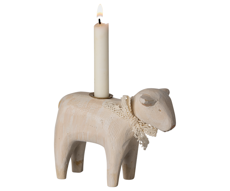 Candle holder, Lamb- Off white by Maileg