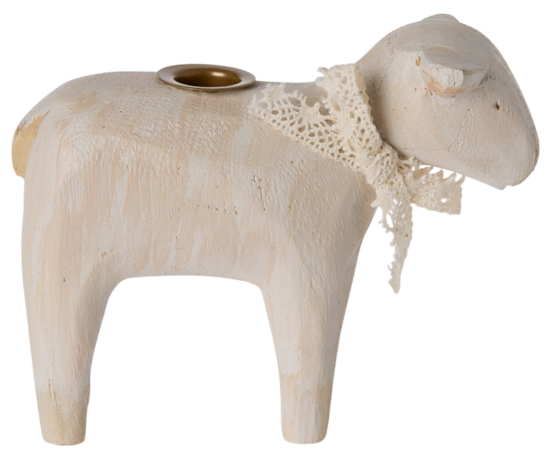 Candle holder, Lamb- Off white by Maileg