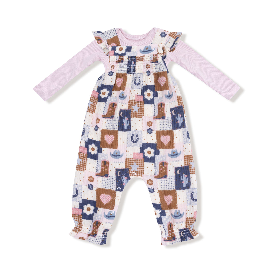 Smocked Overall Set- Patchwork Cowgirl by Angel Dear