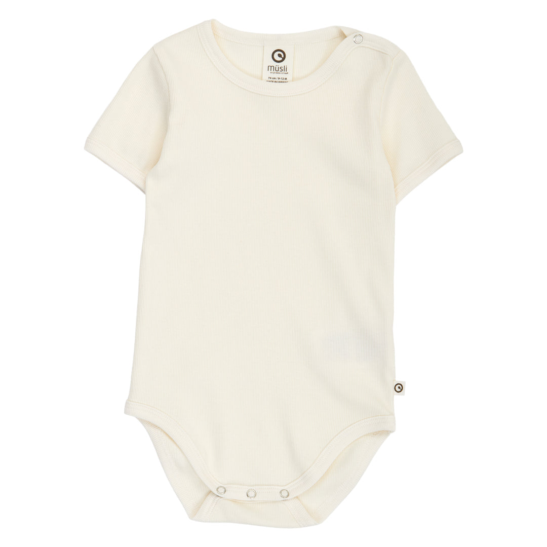 Cozy Me Rib Short Sleeve Bodysuit- Tofu by Musli