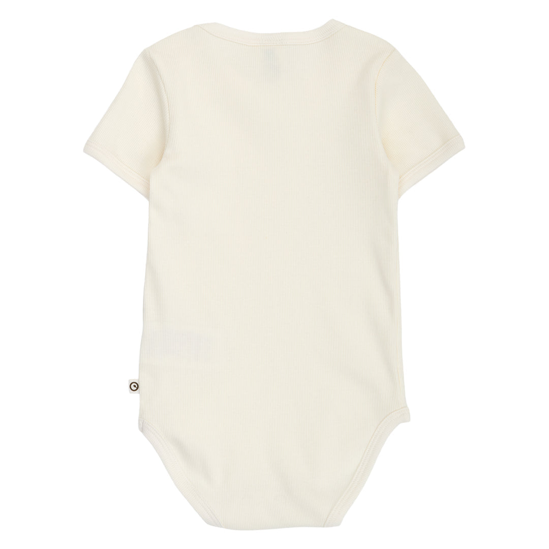 Cozy Me Rib Short Sleeve Bodysuit- Tofu by Musli