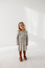 Long Sleeve Ruffle Dress- Botanical by babysprouts