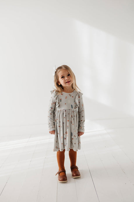Long Sleeve Ruffle Dress- Botanical by babysprouts