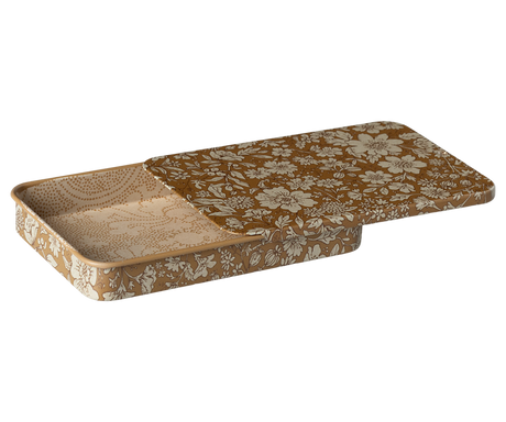 Metal box w. sliding lid, Blossom - Ocher by Maileg