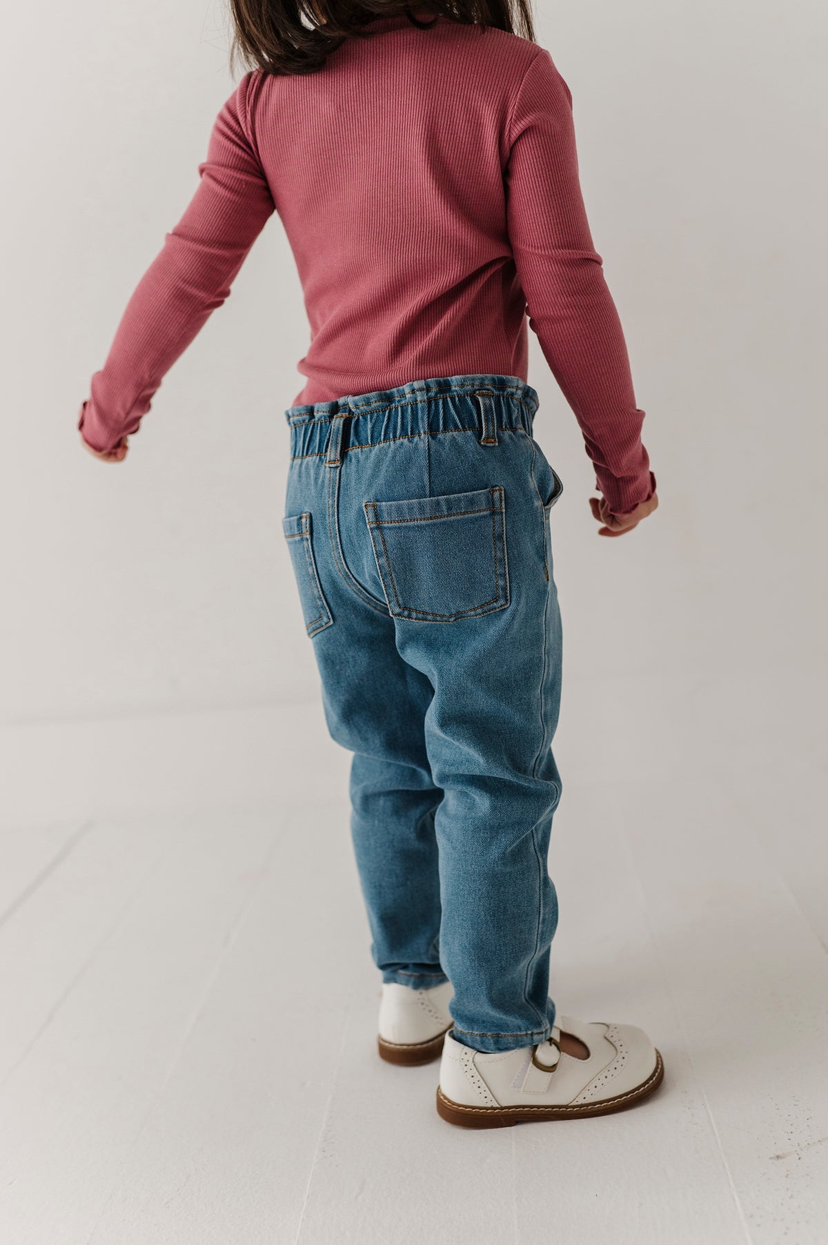 Paperbag Denim Pants- Mid Blue Wash by Babysprouts