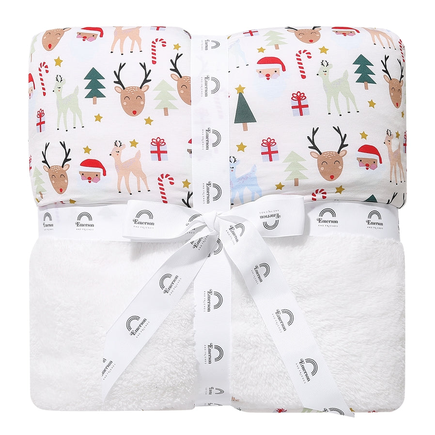 Santa and Friends Twin Snuggle Size Bamboo and Fleece Throw by Emerson and Friends