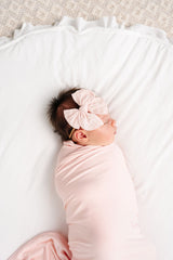 Cloud Muslin Heirloom Bow- Blush Headband by Lou Lou & Company