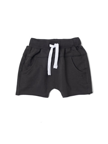 Raw Edge Harem Short - Charcoal by Little Bipsy