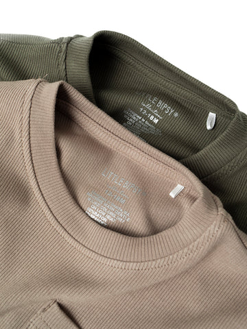 Ribbed Tee - Taupe by Little Bipsy
