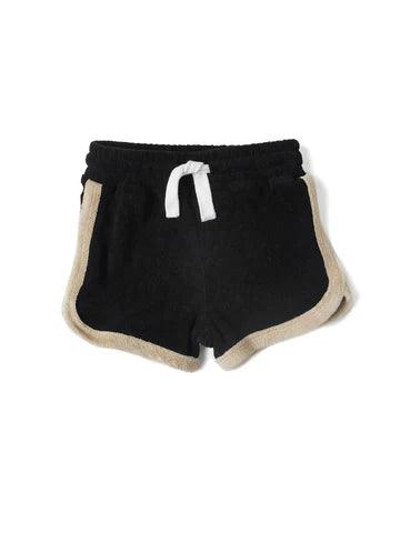 Terry Cloth Track Short - Black by Little Bipsy