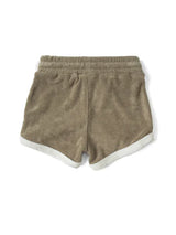 Terry Cloth Track Short - Khaki Green by Little Bipsy
