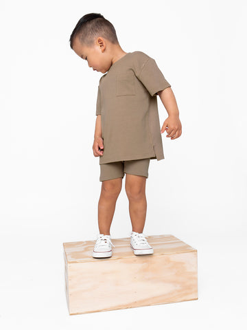 Ribbed Tee - Taupe by Little Bipsy