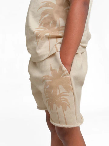 Resort Palm Sweatshort - Cream by Little Bipsy