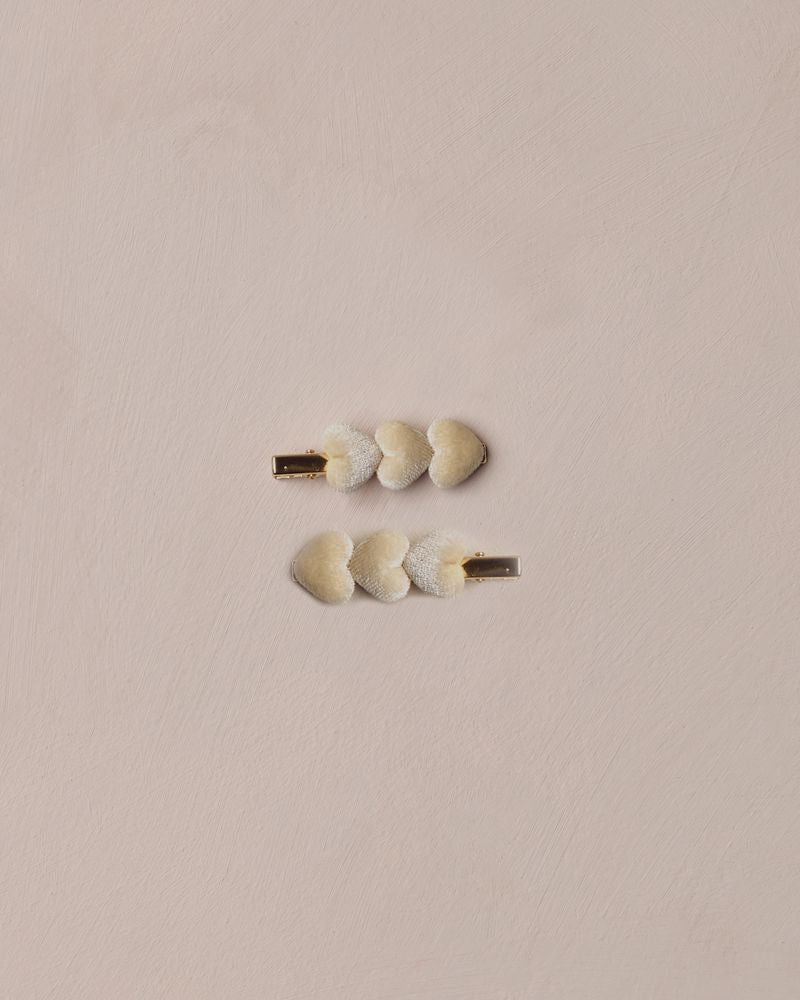 Velvet Heart Clips | Ecru by Noralee