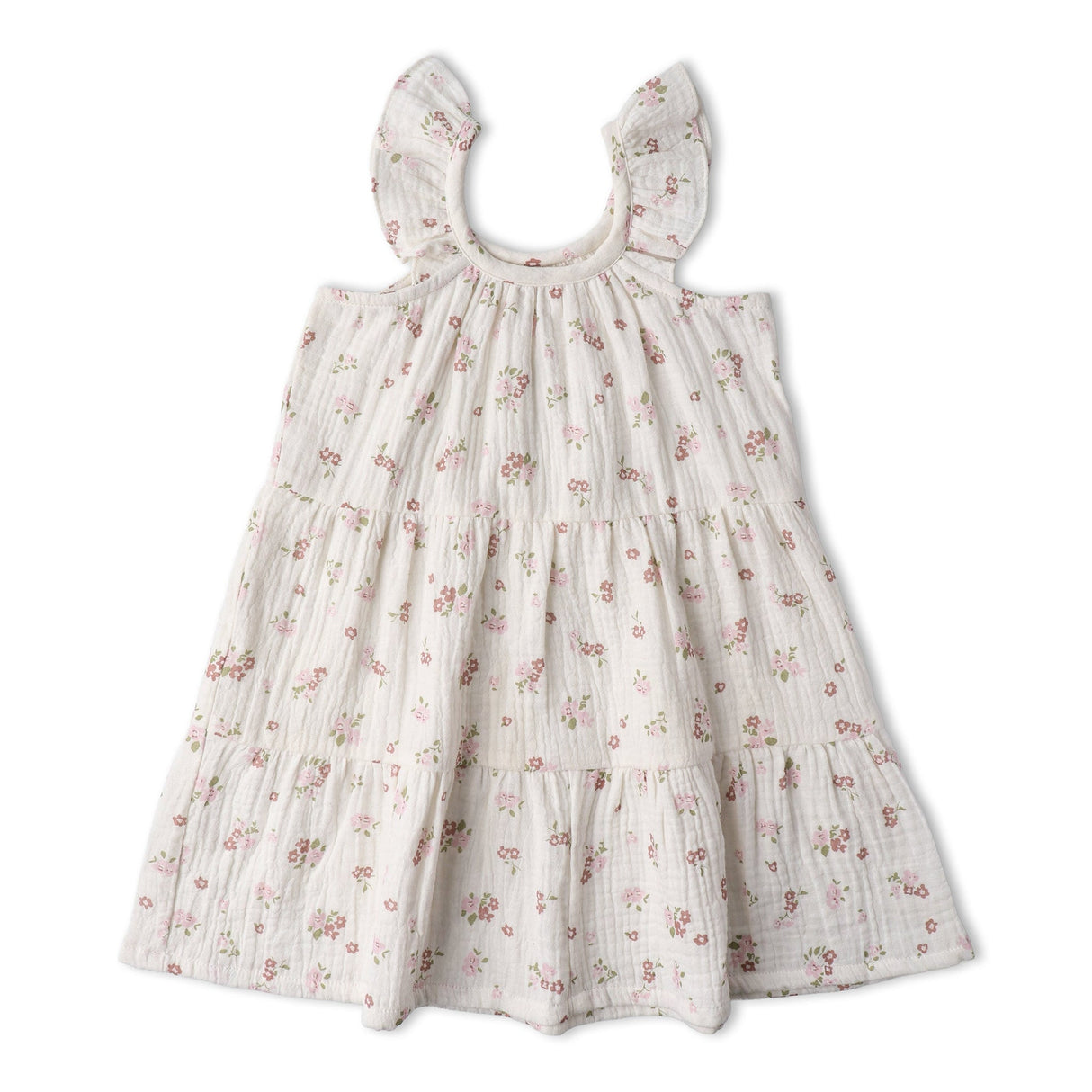 Organic Ruffle Tiered Dress - Blush Floral by Makemake