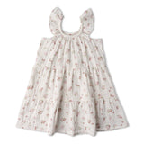 Organic Ruffle Tiered Dress - Blush Floral by Makemake
