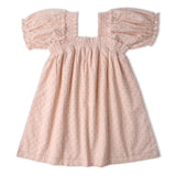 Organic Eyelet Bubble Sleeve Dress- Blush Eyelet by Makemake