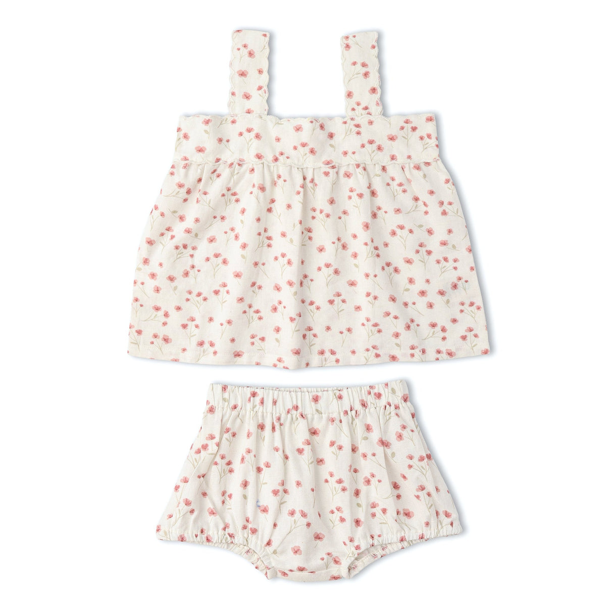 Organic Scalloped Top & Bloomers Set- Pink Bloom by Makemake