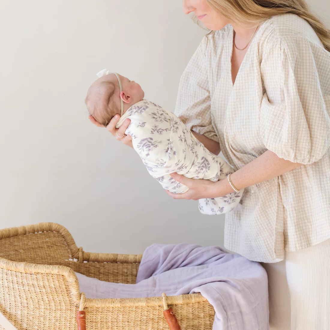 Bamboo Rayon Muslin Swaddle- Forget Me Not by Saranoni