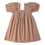 Organic Eyelet Bubble Sleeve Dress- Clay Eyelet by Makemake