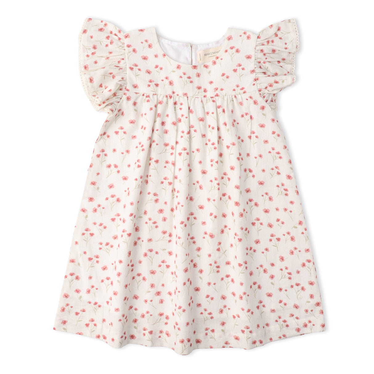 Organic Short Sleeve Flutter Dress - Pink Bloom Makemake