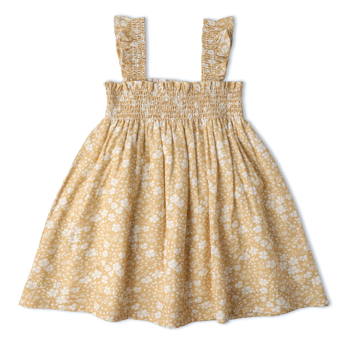 Organic Smocked Sundress- Yellow Blossom by Makemake
