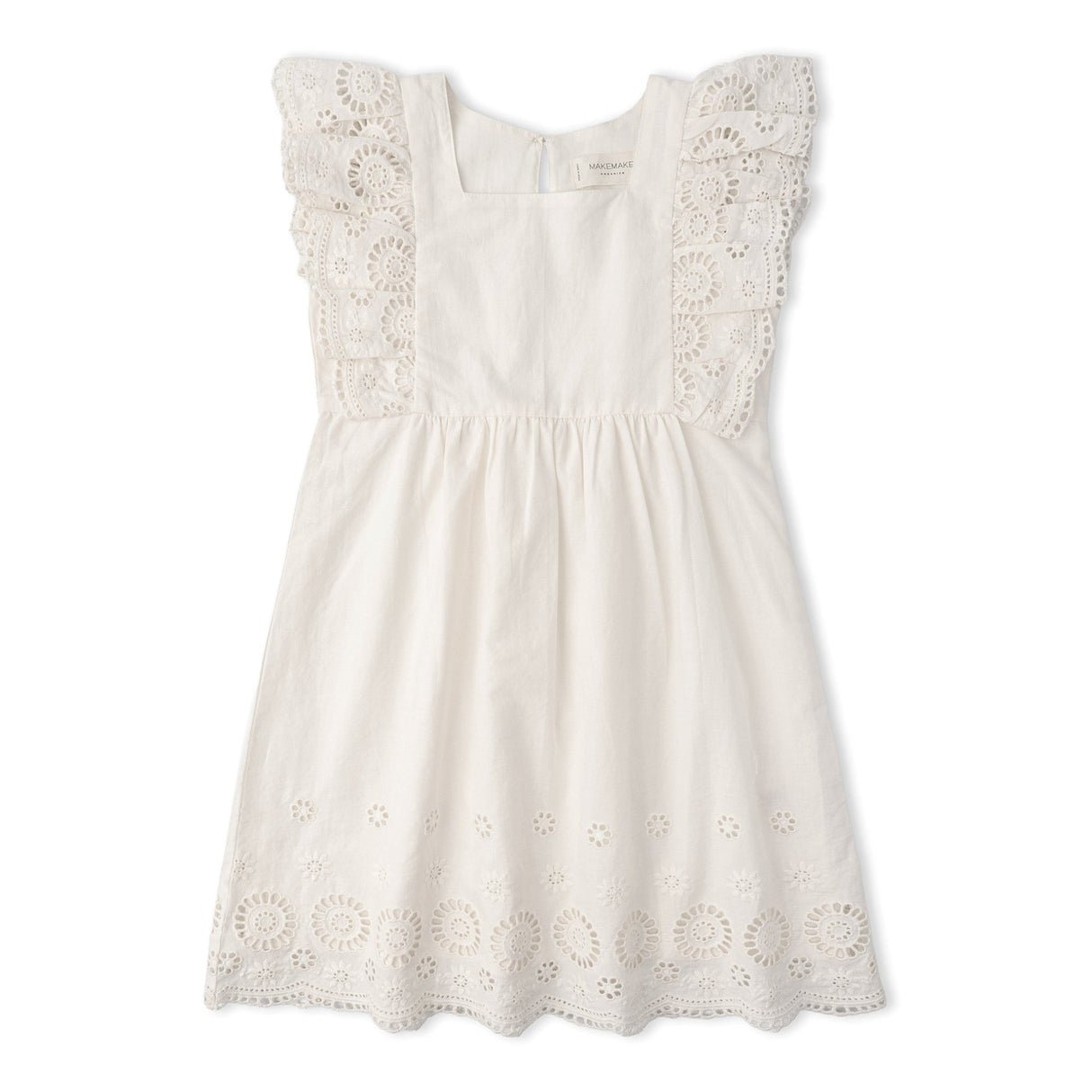 Organic Eyelet Flutter Dress - Ivory Eyelet by Makemake