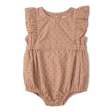 Organic Eyelet Flutter Romper- Clay Eyelet by Makemake