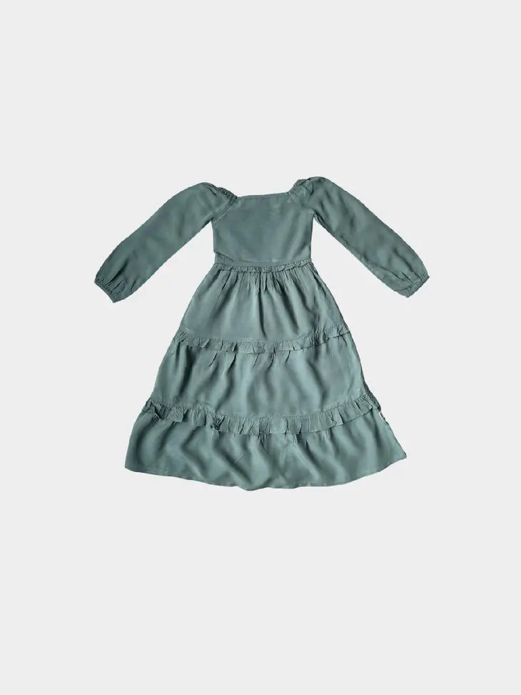 Longsleeve Maxi Ruffle Dress in Pine by babysprouts