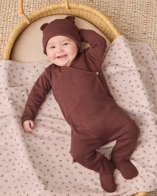 Pointelle Wrap Footie || Black Cherry by Quincy Mae