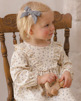Long Sleeve Ruffle V Dress || Blue Ditsy by Quincy Mae