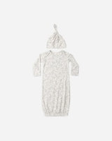 Bamboo Baby Gown + Hat Set || Cloud Floral by Quincy Mae